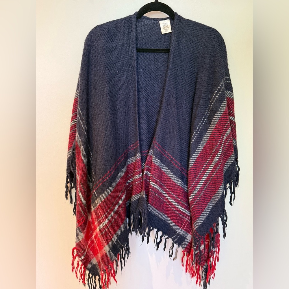Source Unknown Red and Navy Women's Sweater/wrap